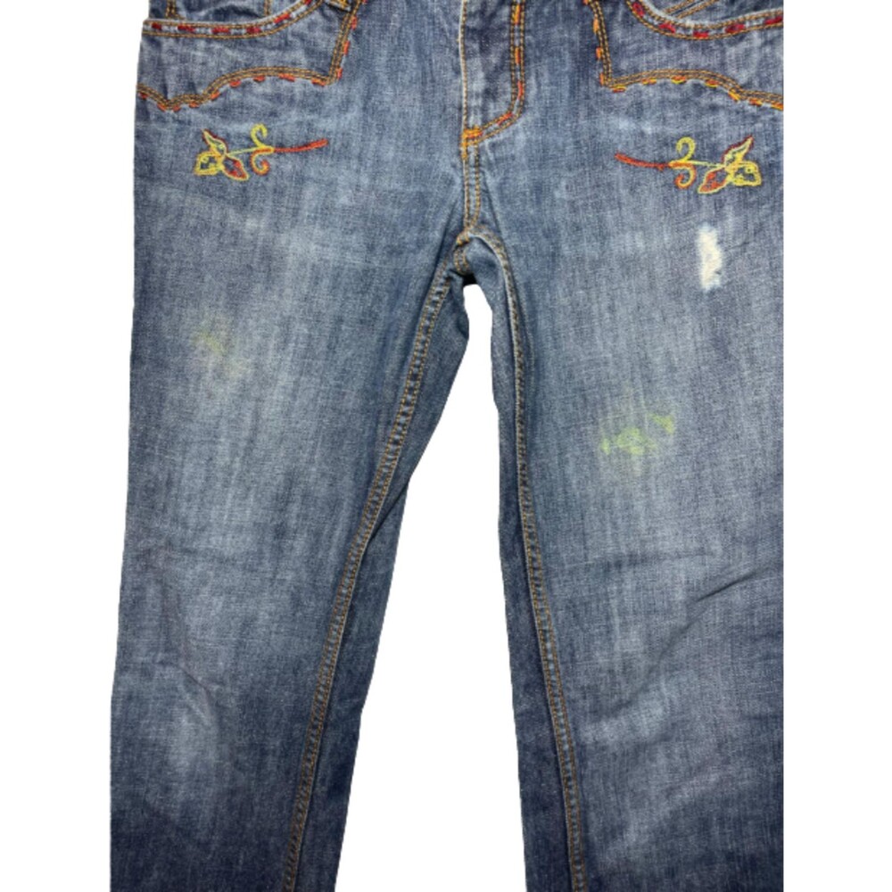Antik Denim Y2K Flare Jeans Women Size 29 Denim Embroidered Low Rise - Picture 6 of 12